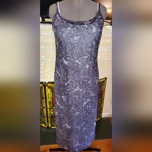 Vintage EXPRESS Double Layer Maxi Tank Dress, light blue/gray floral, size Large